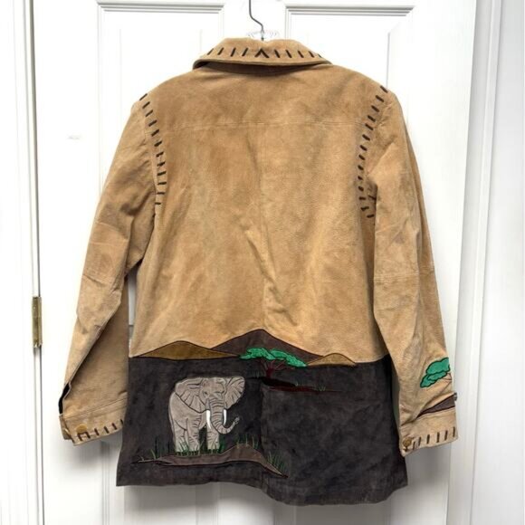 The Quacker Factory Safari Suede Leather Coat Brown Lined Zip Women's Size S - Picture 2 of 10